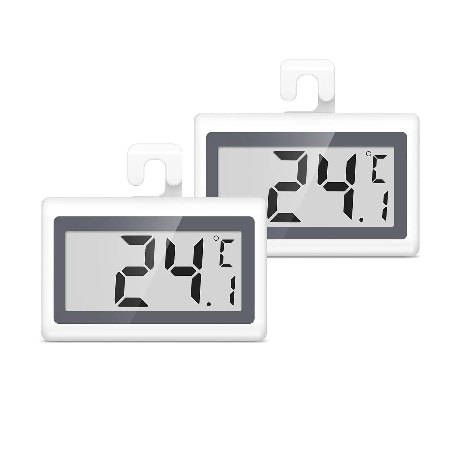 2 Pack Digital Fridge Freezer Refrigerator Thermometer LCD Display with Low Temperature Reminder 3 Mounting Methods °C/°F Switch for Home Office
