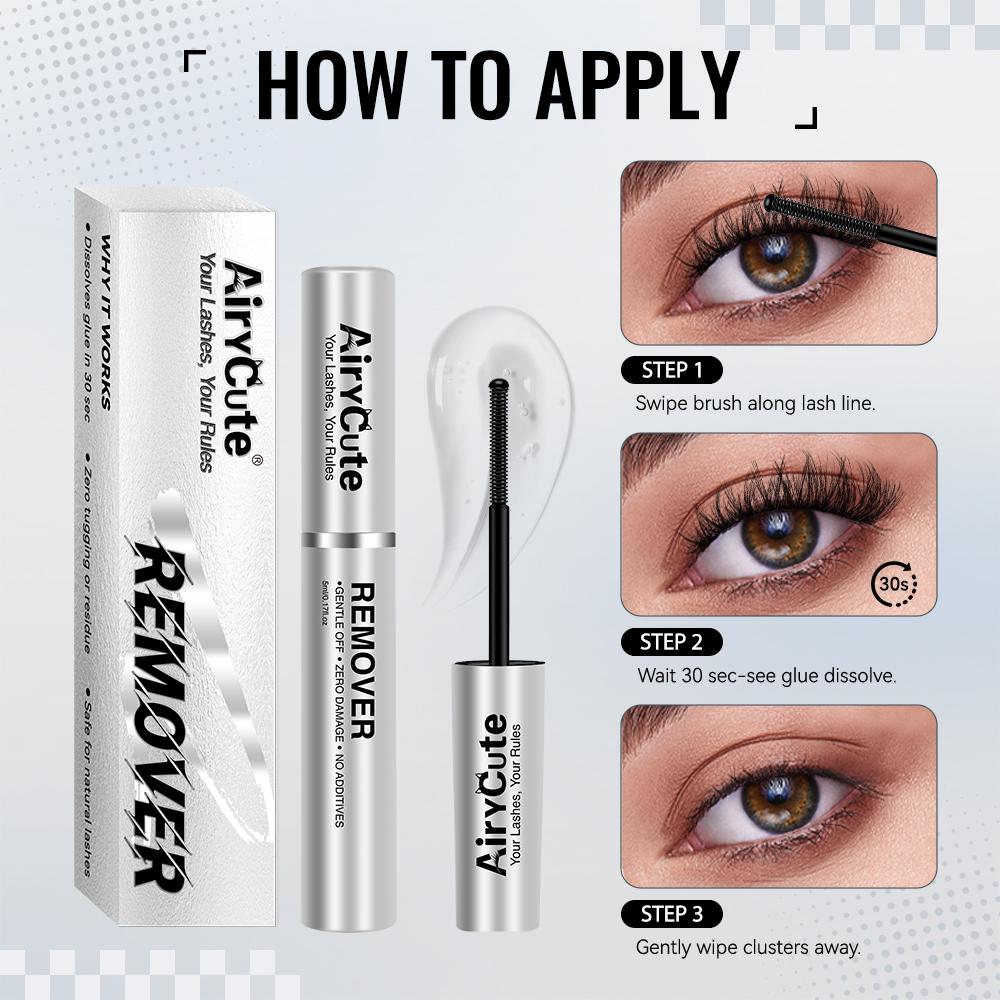 AiryCute Lash Bond Seal Remover | 2-IN-1 POWER DUO | Strong Hold, Waterproof & Remover-Safe for Flawless Lashes| AiryCute Lash Bond Seal Remover for Lash Clusters | Latex-Free Waterproof Long-Lasting for Sensitive Eyes Pool-proof Rainy Day Proof