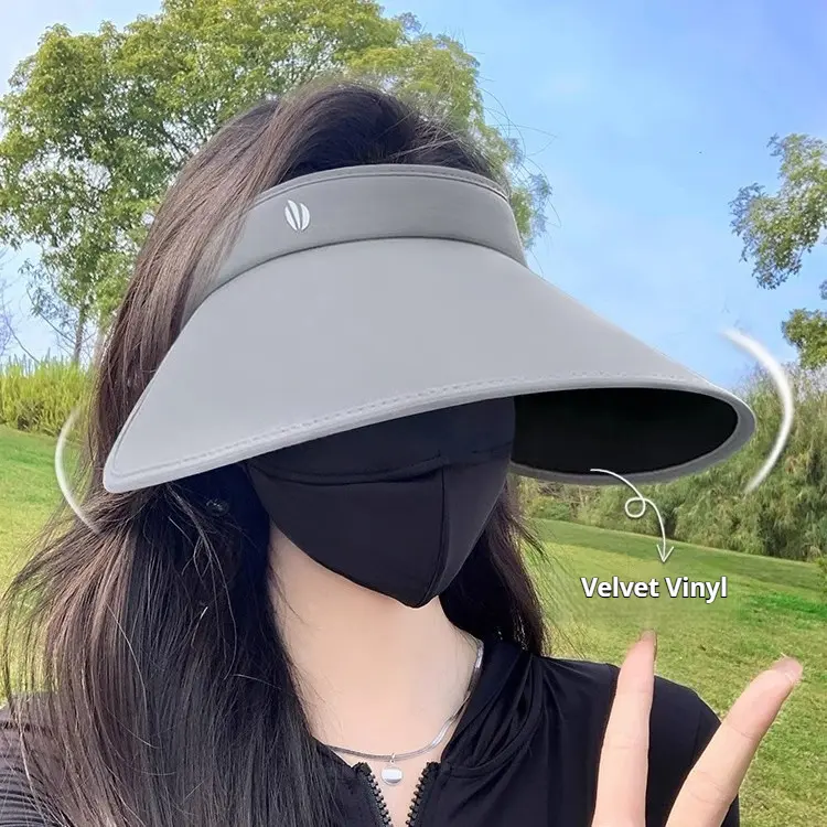 Wide Brim Open Top Sun Hat for Women, Wrap-Around UV Protection Sunscreen Hat, Ice Silk Sunshade Hat