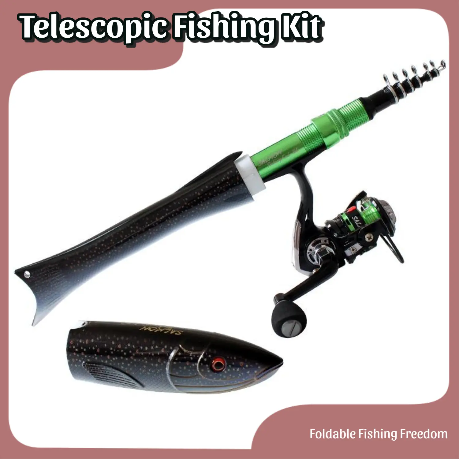 Fishing Rod and Spinning Reel Combo - 1.6M Beginner-Friendly Lightweight Rod, Foldable Telescopic Portable Freshwater Kit for Travel, Weekend, Family Outdoor Activities (Lake & River Use)