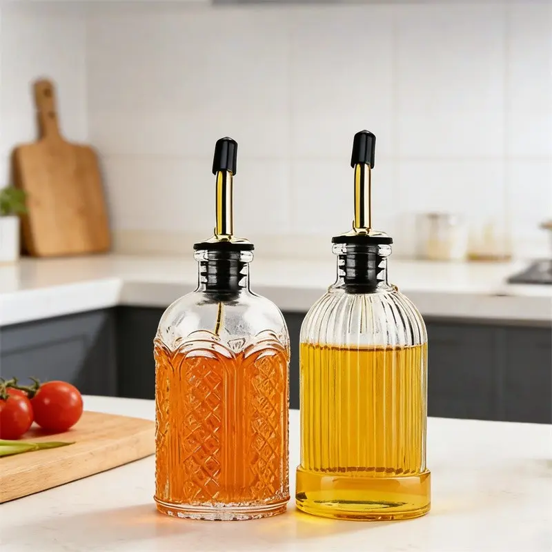 2PCS Glass Dispenser Bottles | Oil Dispenser Set | Reusable Multi-Purpose Containers for Coffee Syrup, Olive Oil & Soy Sauce | Perfect for Kitchen, Restaurants & Outdoor Camping | Mother’s Day Gift