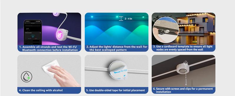 Lepro AI Permanent Outdoor Lights E1-60 100ft with 60 Triple-LED RGBIC+Warm/Cool White Smart Lighting App Control Alexa Google Enabled for Christmas Halloween