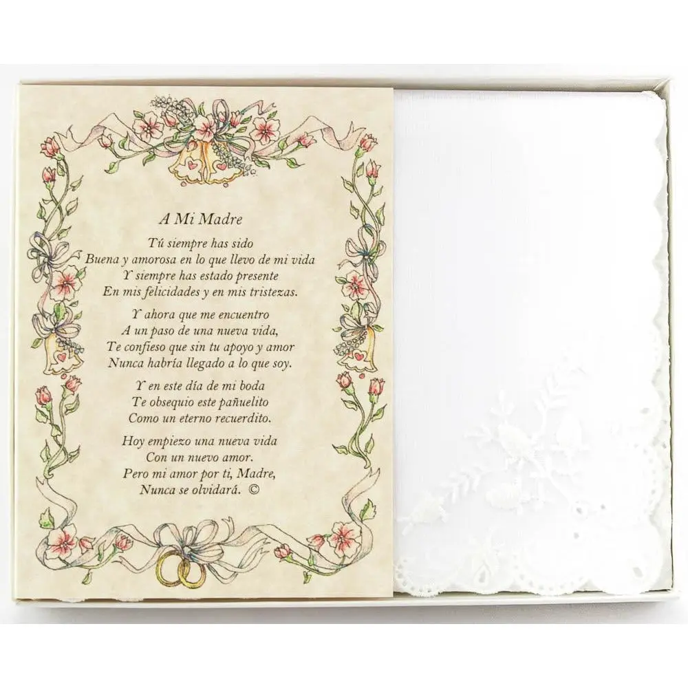 Personalized La Madre de la Novia Wedding Handkerchief in Spanish