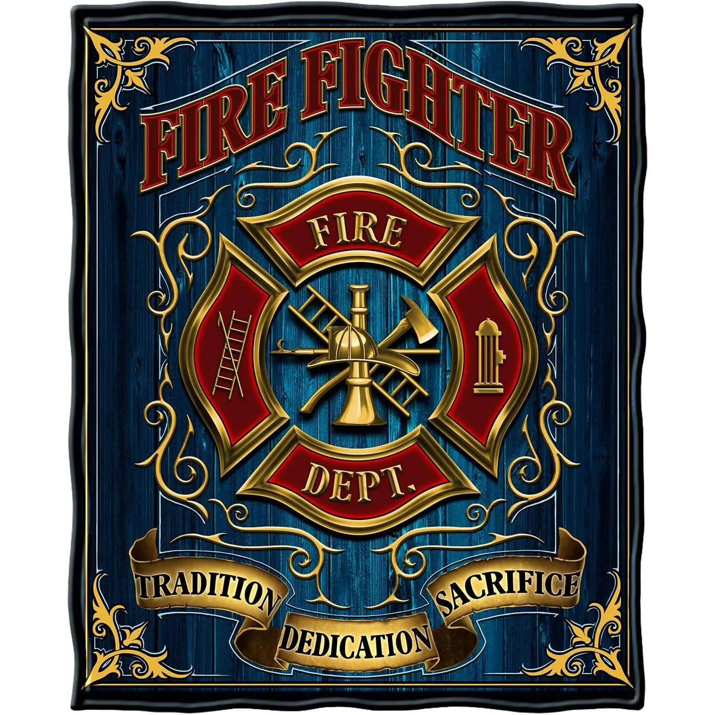 Erazor Bits Coral Fleece Plush Throw Blanket - 50x60in & 30-39in Option FF2085-TB, Wrinkle-Resistant, Durable, Foldable, Lightweight Custom Volunteer Fire Fighter Blanket for Adults, Ideal for Christmas, Wedding, Thanksgiving Gifting to Grandparents