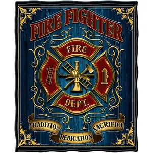 Erazor Bits Coral Fleece Plush Throw Blanket 50 x 60| Volunteer Fire Fighter Throw Blanket FF2085-TB (Navy)