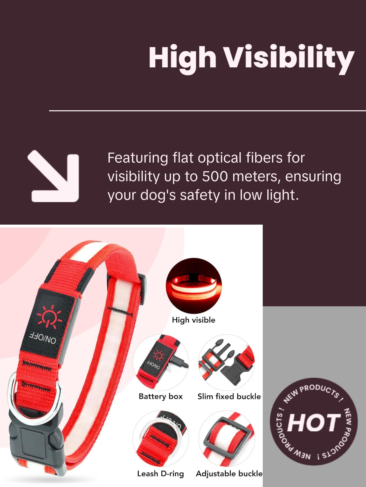 LED Dog Collar, Light up Dog Collar Adjustable USB Rechargeable Super Bright Safety Light Glowing Collars for Dogs LED Dog Collar, Light up Dog Collar Adjustable USB Rechargeable Super Bright Safety Light Glowing Collars for Dogs