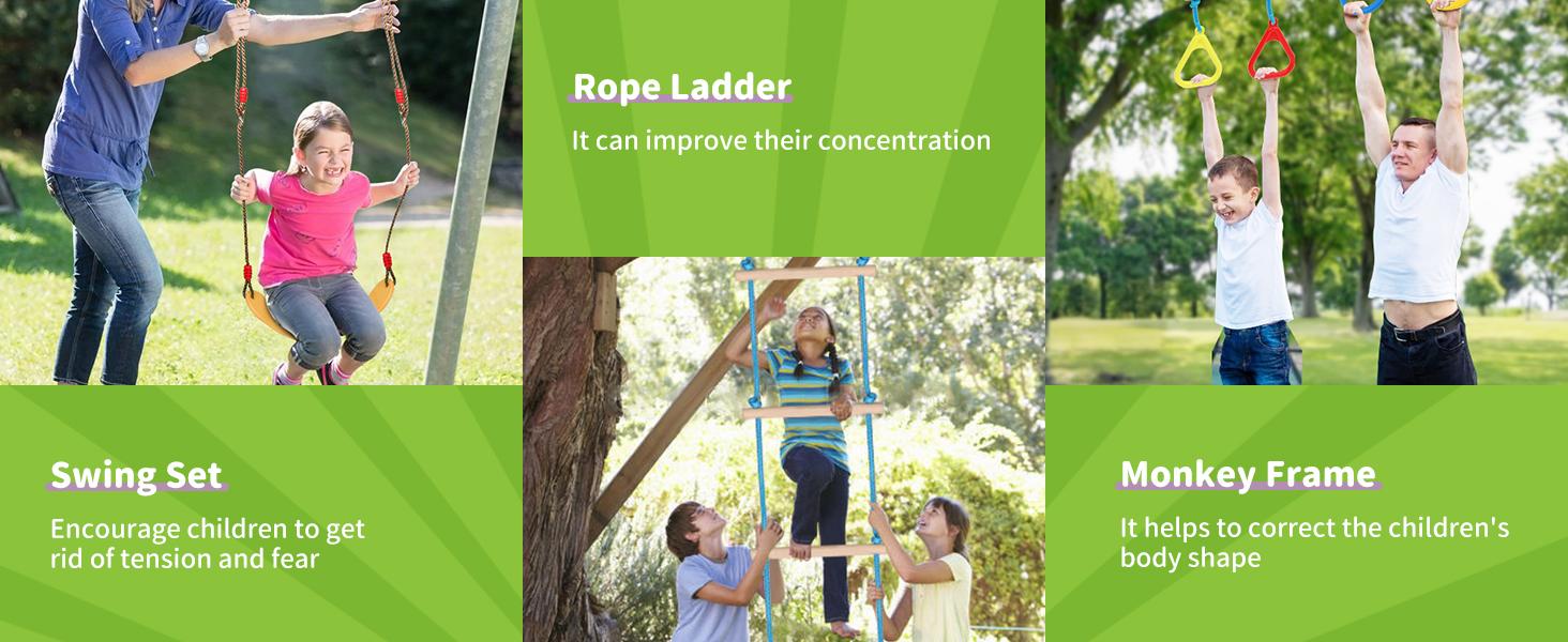 65 FT Warrior Course for Kids with 12 Accessories - 600lbs Weight Capacity, Slackline with Swing Seat, Disc Swing,Rope Ladder, Arm Trainer Playground Equipment Climbing Net Ninja Obstacles Gymnastic Ring Adjustable 65 FT Warrior Course for Kids with 12 Accessories - 600lbs Weight Capacity, Slackline with Swing Seat, Disc Swing,Rope Ladder, Arm Trainer Playground Equipment Climbing Net Ninja Obstacles Gymnastic Ring Adjustable