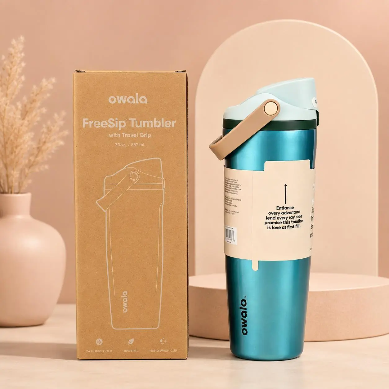 Owala FreeSip Sway 30oz Stainless Steel Water Bottle, Brand New in Box, Stylish Kitchenware Drinkware