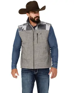 Hooey Men's Southwestern Print Softshell Vest - Hv109gyaz