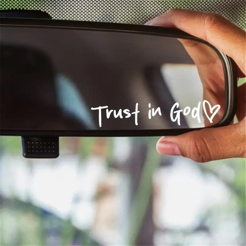 4PCS (black+white) Trust in God Car Rearview Mirror Sticker, Car Rearview Mirror Decal, Inspirational Vinyl Sticker, Ideal Christian Gift