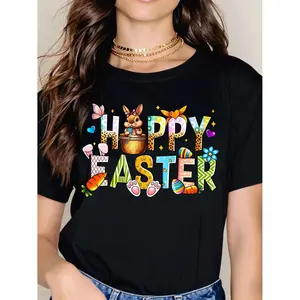 Happy Easter Bunny And Eggs T-Shirt White Happy Easter With Bunny Carrot And Egg Design For Spring Celebration