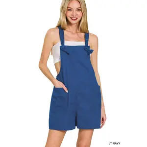 Zenana Woven Knot Strap Rompers