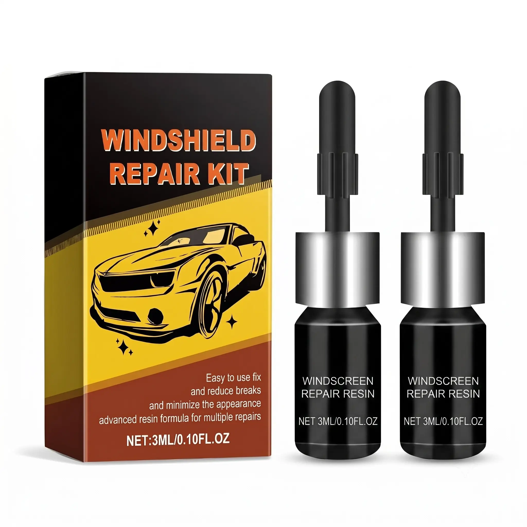 Windshield Crack Repair Kit, Windshield Chip Repair Kit, DIY Car Glass Resin Repair Kit, 5Min Quick-Glass Repair Liquid,Long-Lasting for Windshields, Mirrors,All Crack Types