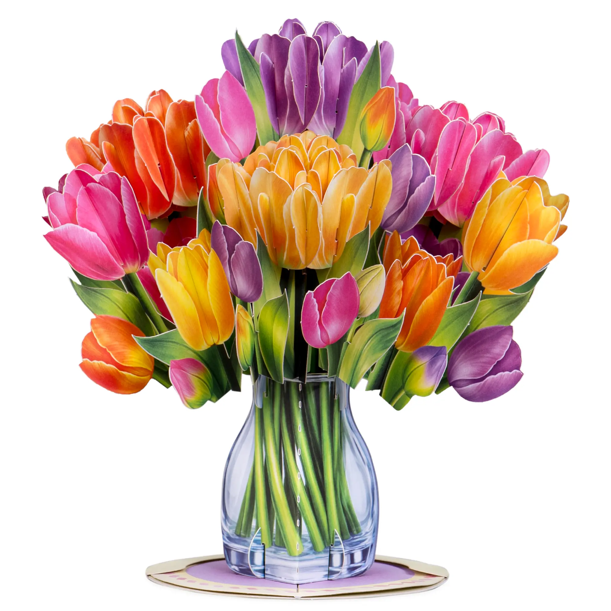 Paper Love Birthday Vibrant Floral Greeting Card - 10x7 in High-Detail 3D Laser Cut Pop-Up Flower Bouquet, Office Stationery Keepsake, 2026 Unique Gift for Mom, Wife, Floral Greeting Cards