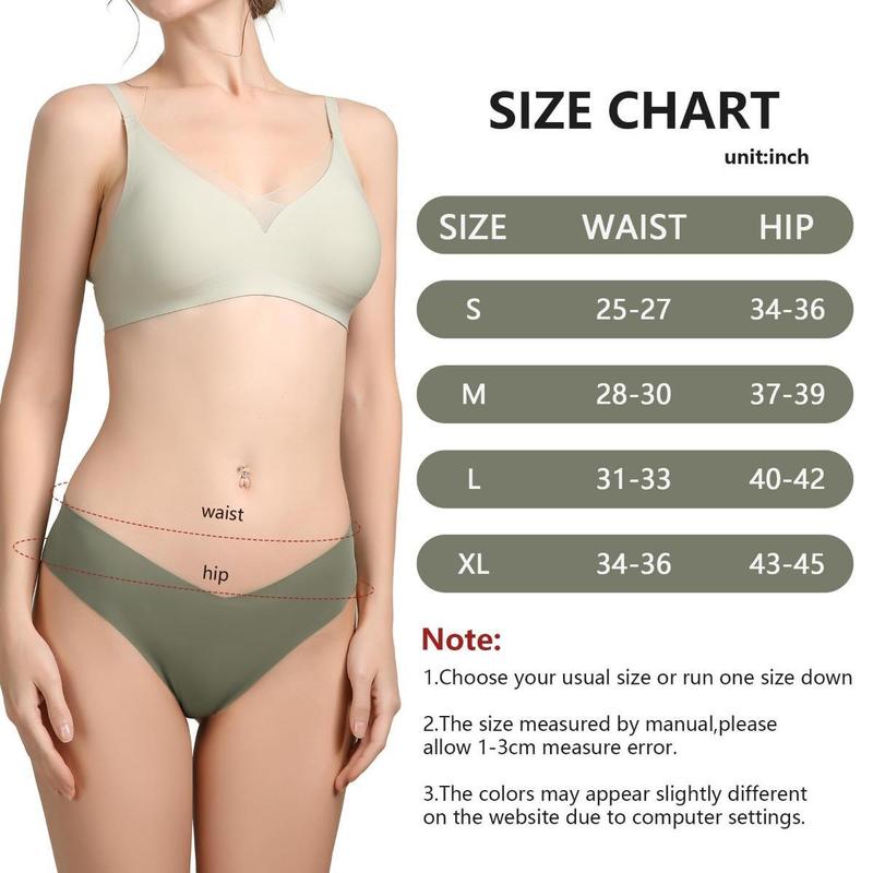 7 Pack Seamless Underwear for Women Sexy No Show Bikini Panties Invisible Briefs V-shaped Breathable Hipster Cheeky Nylon Casual Underwear S-XL Cotton Womenswear  Comfortable