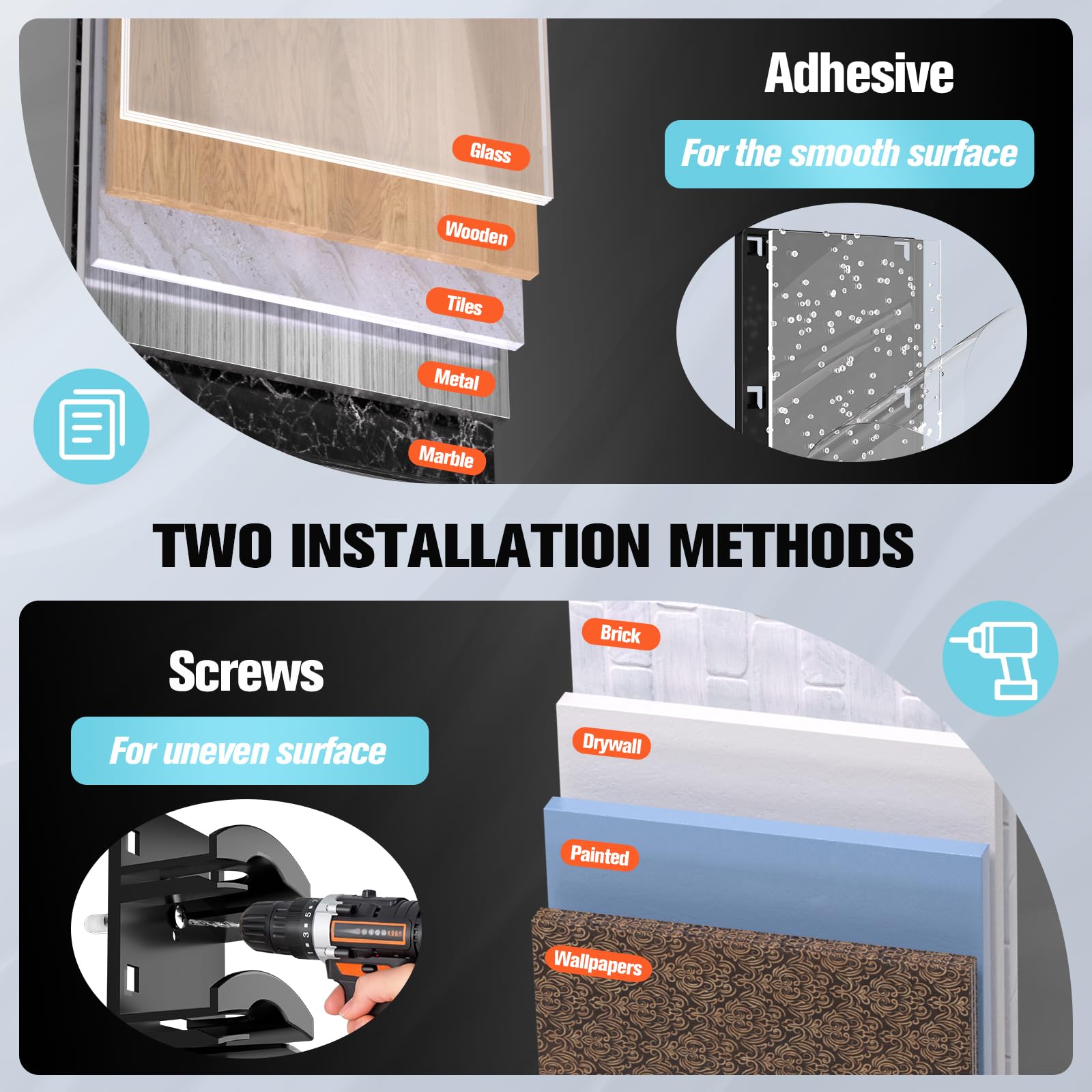 Hat Organizer for Baseball Caps 2-Pack Multilayer Hat Hanger Holder Display for Door Closet Cap Organizer Storage with Two Mounting Options Black