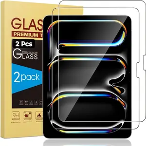 2-piece tablet screen protector suitable for iPad Pro 13 inch M5/M4 (8th/7th generation, 2025/2024), high-definition transparent 9H tempered glass film, compatible with facial ID and Apple Pencil Pro,