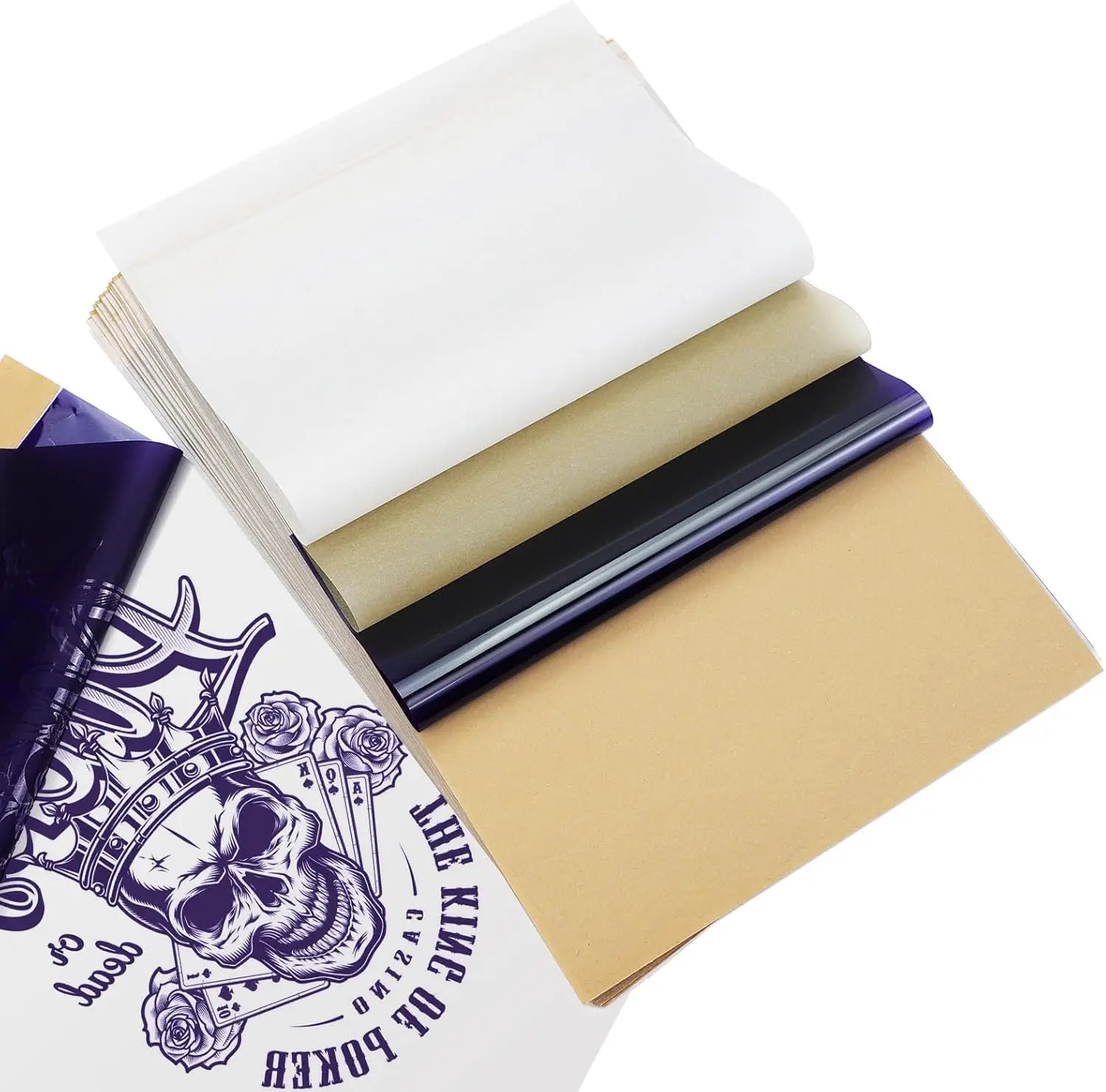Tattoo Transfer Paper - 100 PCS Stencil Paper, 4 Layers 8.5" x 11" A4 Size Thermal Stencil Paper for Tattoo Transfer Kit Supplies