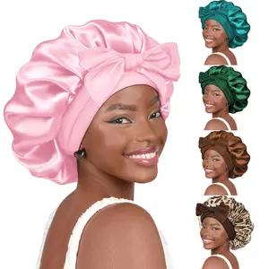 5 Pack Satin Bonnet for Braids – Large Silk Sleep Cap with Stretchy Tie Band | Soft Night Hair Protection for Women