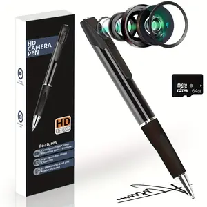 HD Body Pen Camera 1080P Portable Security Camera with 64GB Memory Card for Lectures Class Office Business Meeting Indoor Outdoor Surveillance Motion Detection Loop Recording