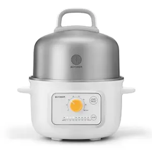 BUYDEEM G32 Electric Food Steamer 1.6QT, Stainless Steel Steamer for Vegetable Egg Seafood, 8 Time Settings, Triple Dry Protection, Quick Steam, Healthy Cooking for 1-2 Servings, Arctic White, Cooker with Auto Shut-Off