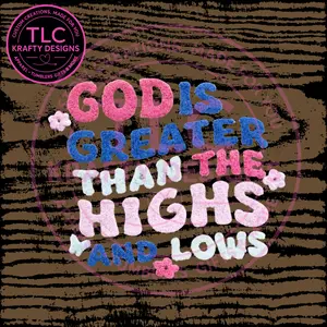 God Is Greater Than the Highs and Lows Chenille Patch, Christian Fuzzy Patch, Faith Heat Press/Iron-On Patch