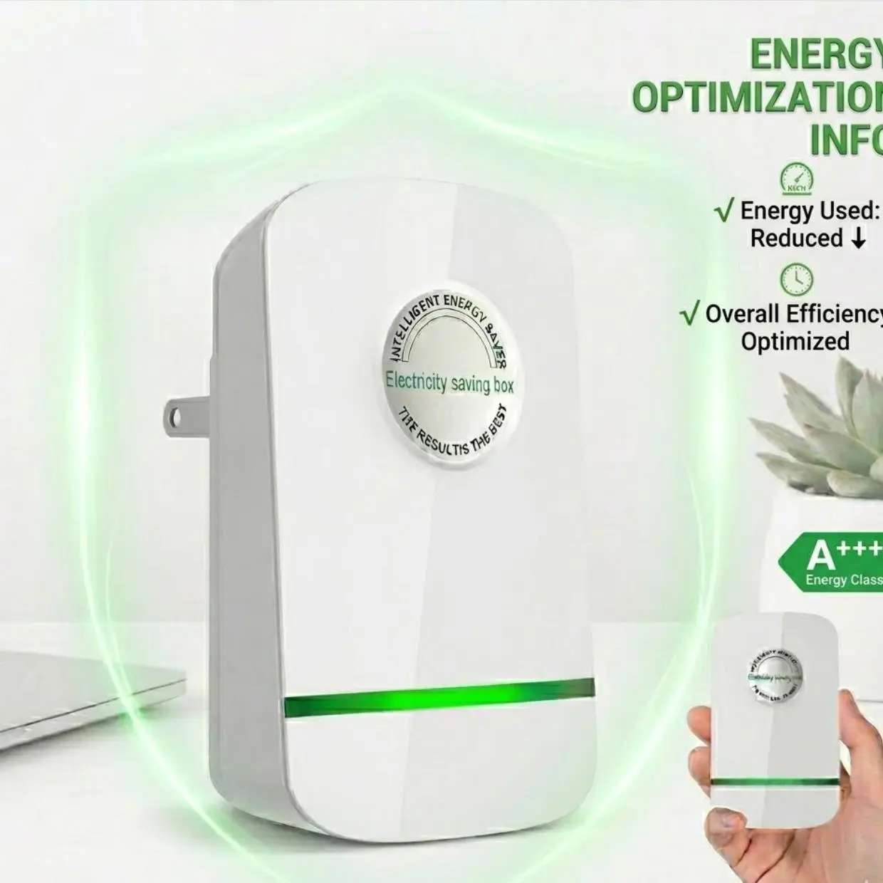 Energy Saving Power Box with US Plug, 90-250V Voltage Stabilizer for AC, Refrigerator, TV and Home Electronics