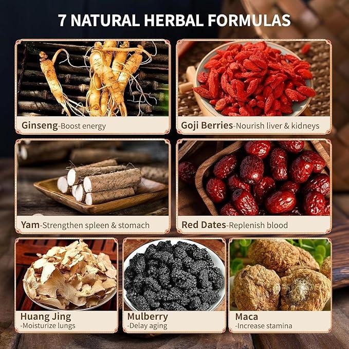 Ginseng Five Treasures Kidney Tea, Traditional Chinese Herbal TeaBags, Natural Organic Kidney Cleanse Detox Tea for Women & Men, 7 Precious Ingredients Formula(1 Pack/25 Bags)