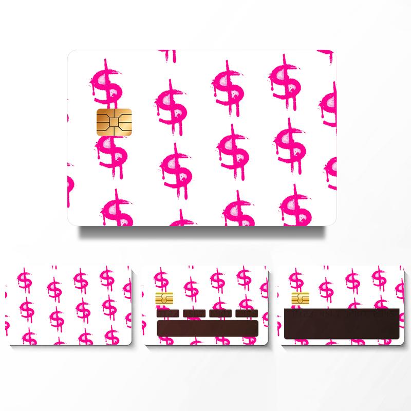 4Pcs In 1 Pink-Dollar Card Skin Sticker For Transportation, Key, Credit, Debit Card Skin-Protecting and Personalizing Bank Card-No Bubble, Slim, PVC Material