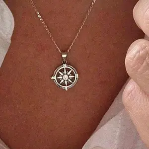 Sterling Silver 925 Nautical Compass Pendant Necklace Sterling Silver 925 Nautical Compass Pendant Necklace