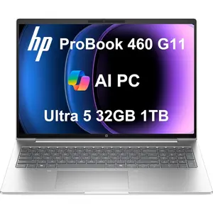HP ProBook 460 G11 Business AI PC Laptop (16" FHD+ Anti-Glare, Intel 12-Core Ultra 5 125U (> i7-1355U), Up to 32GB DDR5 RAM, Up to 1TB SSD), Numeric Keypad, 1080p Webcam, RJ-45, Wolf Security, Win 11 Pro,Pike Silver