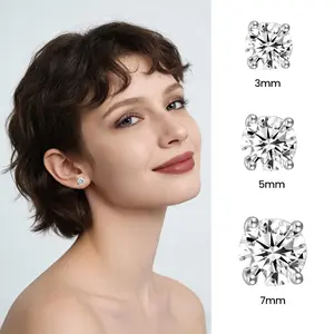 Sterling Silver Stud Earrings for Men Women | 3-7mm Four Prong Solitaire Cubic Zirconia | Hypoallergenic S925 Posts Earrings | Minimalist Gift