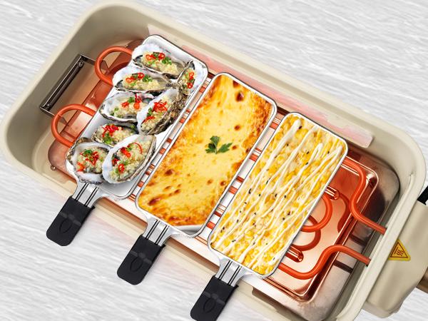 Pukomc ProGrill 2-in-1 Electric Grill | Reversible Grill/Griddle Plate, 1500W Dual-Zone Temp Control, Detachable & Dishwasher Safe, Stainless Steel + Oil Drip Tray