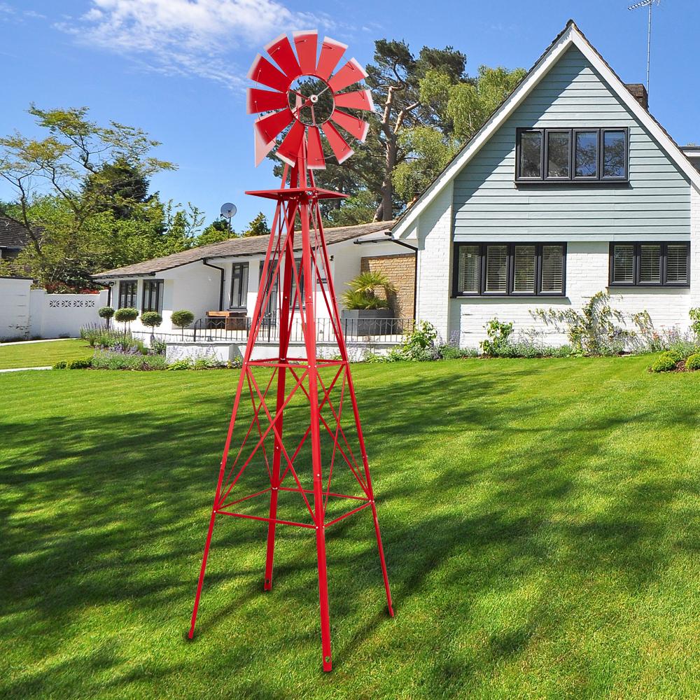 8ft Garden Windmill, Heavy Duty Durable Metal Weather Vane for Backyard, Ornamental Windmill for Yard Weather Resistant