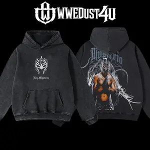 WWEDust4U Retro Vintage Rey Mysterio "The Master of 619" Hoodie 100% Cotton Blend Pre-washed Soft Classic Menswear Oversized American-made Streetwear