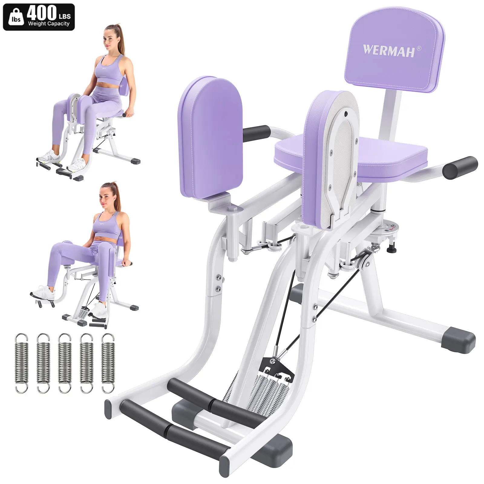 WERMAH Hip Abductor Machine, 2-in-1 Hip Adductor & Abductor Trainer, Adjustable Thigh & Glute Workout Equipment, 400 lbs Weight Capacity, Home Gym Fitness Equipment Back to school