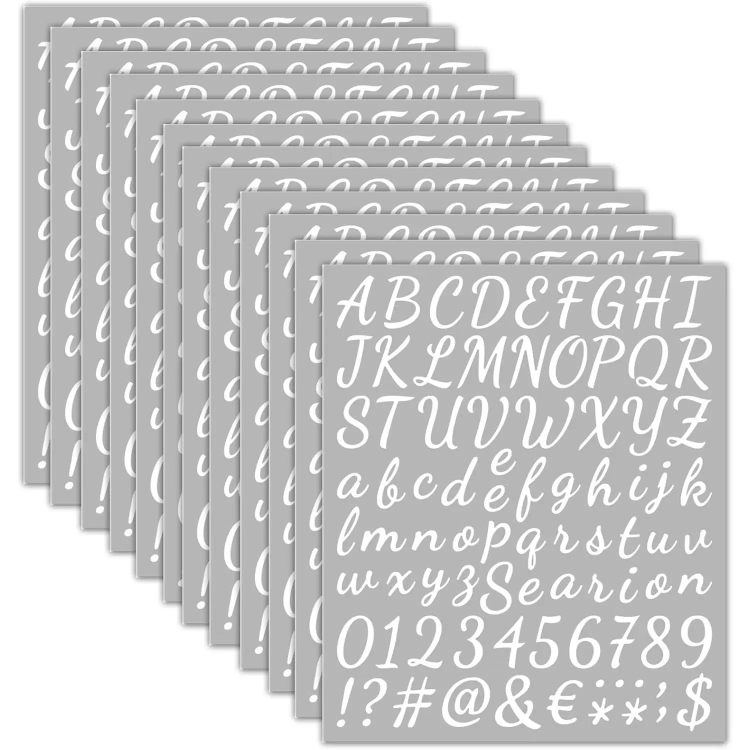1-Inch Tall Durable Vinyl Letter and Number Stickers Kit - 12 Sheets, 1008 Pcs Peel-and-Stick Self-Adhesive Classic Styles for Car Exterior Decoration, Crafts, Labeling (White), Cursive