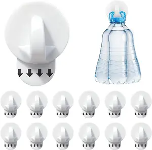 Removable Adhesive Wall Hooks, Heavy Duty Damage-Free Hanging Holds up to 3.3 lbs, 12-Pack with Strips, No Drilling Hangers for Pictures, Christmas Garland, Stockings, Keys, Hats, Lights & Home Decor