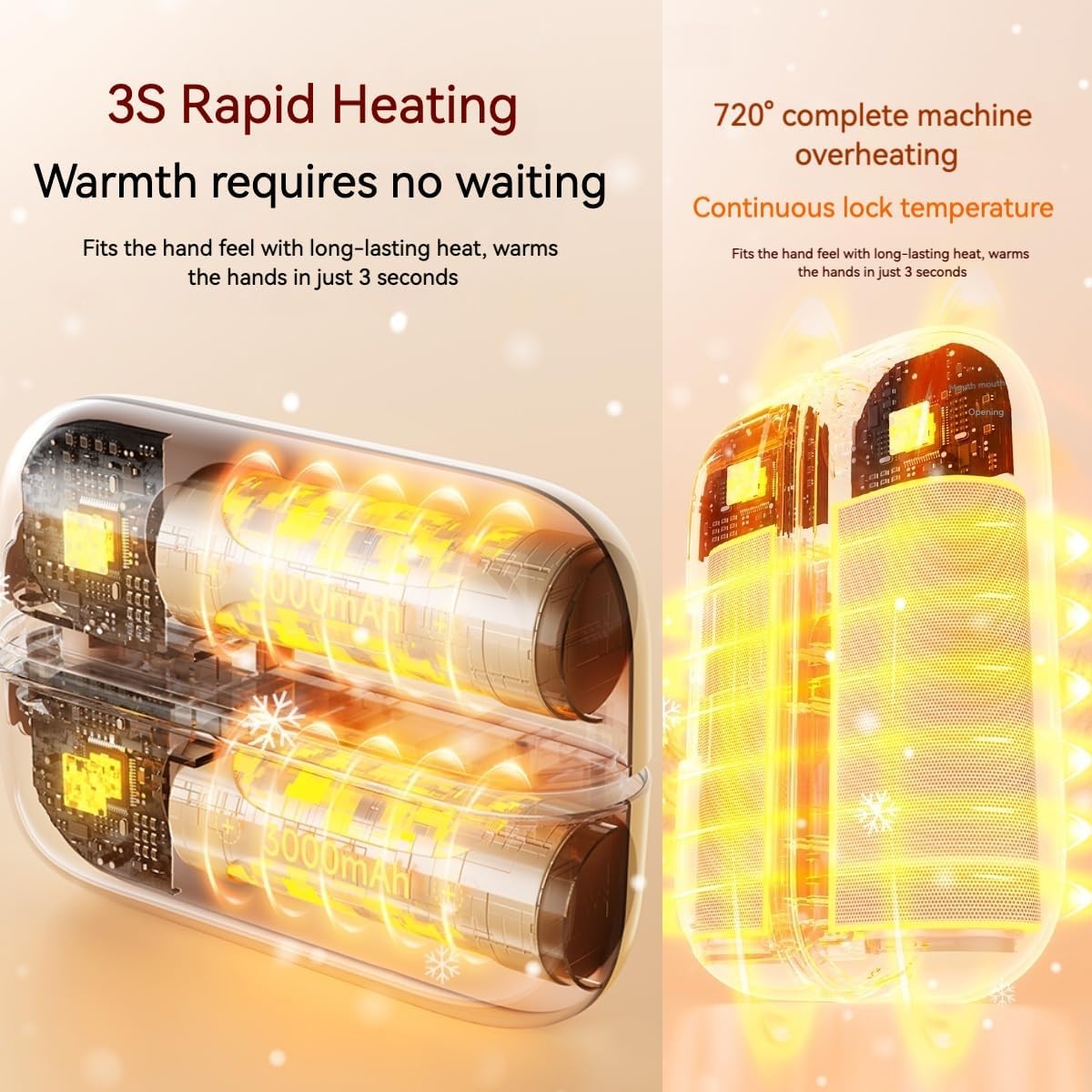 Double Warmth Hand Warmers 2 in 1 Magnetic Rechargeable 3-Second Rapid Heating Split USB-C Reusable Portable Pocket Heater for Christmas Outdoor Golf Hunting Camping Tech Gifts