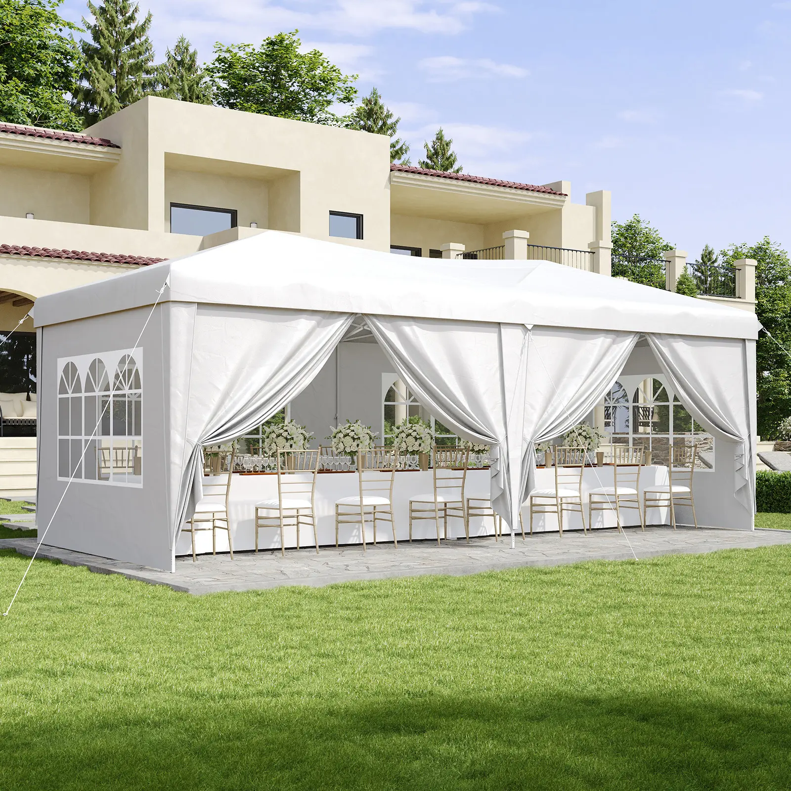 Aoxun 1-Push Pop-Up Canopy Tent, 6-Sidewall Waterproof Portable Instant Shelter, Ideal for Parties, Outdoor Events,home decor,camping essentials