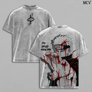 Pain Nagato Tee Washed – Narutoo Shippuden Vintage Washed Heavy Cotton Oversized Anime Manga T-Shirt & Hoodie, Double Printed Retro Unisex Streetwear Graphic Top, Akatsuki Rinnegan Edition