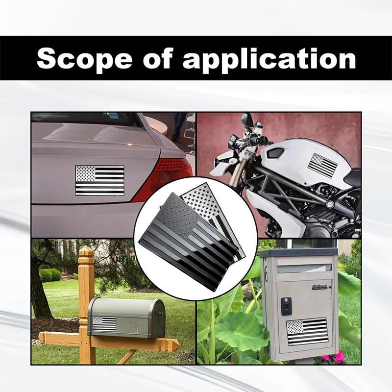 Embossed 3D Metal All Black American Flag Emblem Decal Stickers (1 Pair), Matte Black 5" x 3" Patriotic USA US Flag Car Decals Bumper Stickers for Truck, Window, Motorcycle, Support US Military