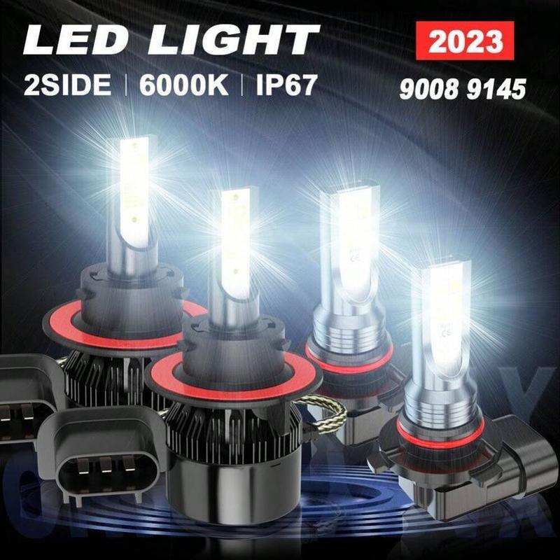Ultra Bright 4PCS LED Headlight Bulbs Kit 120000LM 6000K Cool White,9005+H11/9005+9006/H11+H11 Multi-Fit Socket,High Low Beam,10X Visibility,Aluminum Body,Battery-Free,Plug N Play,IP68 Waterproof,Car Headlamp Upgrade