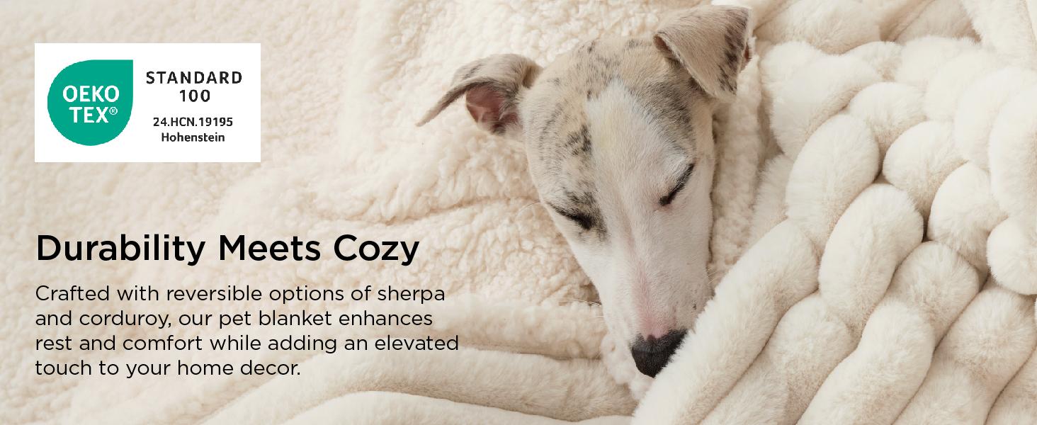 Bedsure ComfyFleece Waterproof Comfy Dog Blankets for Large Dogs - Soft Pet Cat Blanket Corduroy Fleece for Couch Bed Protector Washable, Cozy Calming Reversible Furniture Protection for Puppy