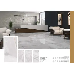 My Luxury Flooring MK PANTON Canaria Grey Porcelain Tiles - 24 x 48 Inch Dusty Blue Grey Marble Spider Vein Pattern - Glossy Finish 15.5 Sqft per Box | Pallet of 10 Boxes (155 sq-ft)