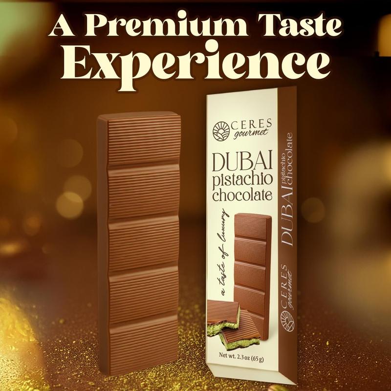 SALE - Dubai Chocolate Bar ‒ 2.3 oz | Milky Crispy Chocolate with Crunchy Kunafa & Rich Pistachio Paste ‒ Gourmet Dessert Bar