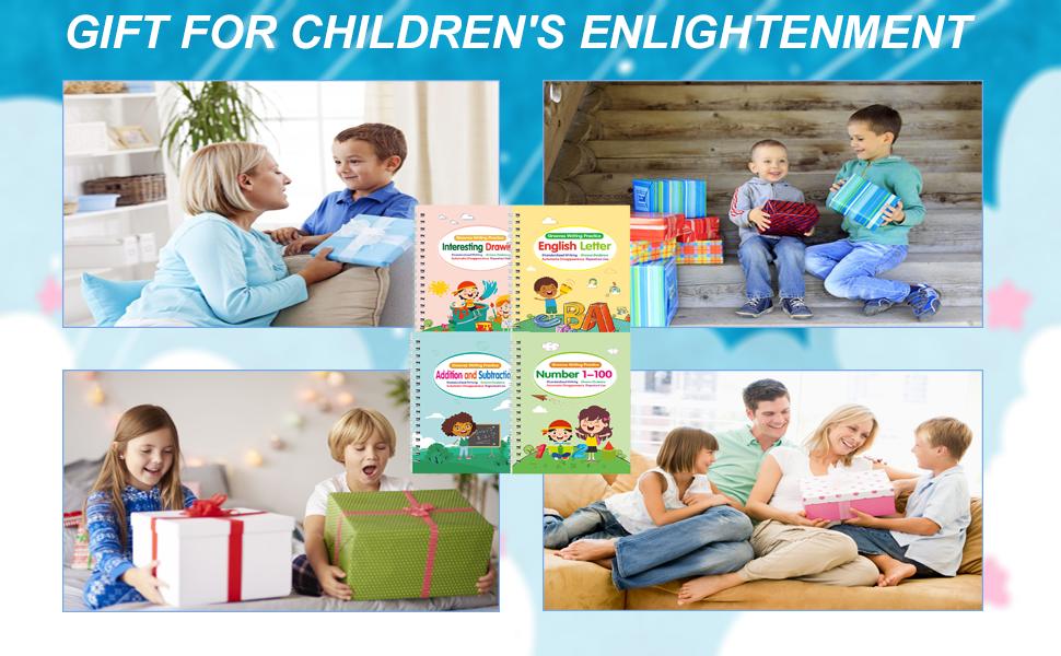 4 Pcs Reusable Grooved Handwriting Practice Books Magic Copybook with Disappearing Ink Pens Pencil Grips for Kids Age 3-8 Preschool Learning Activities 4 Pcs Reusable Grooved Handwriting Practice Books Magic Copybook with Disappearing Ink Pens Pencil Grips for Kids Age 3-8 Preschool Learning Activities