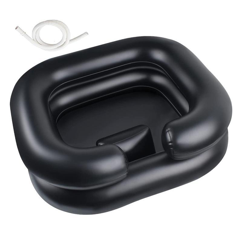 Double Layer Inflatable Hair Washing Basin, 1 Count Multifunctional Portable Hair Washing Basin with Neck Support Pillow And 40in Drainage Pipe, Home Supplies for Bathroom,Boyfriend Gifts，Bathroom Accessories
