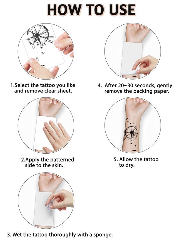 49 Sheets Large Flowers Butterfies Crown Waterproof Temporary Tattoos for Women Fake Tattoos Adults Body Make Up Tattoo