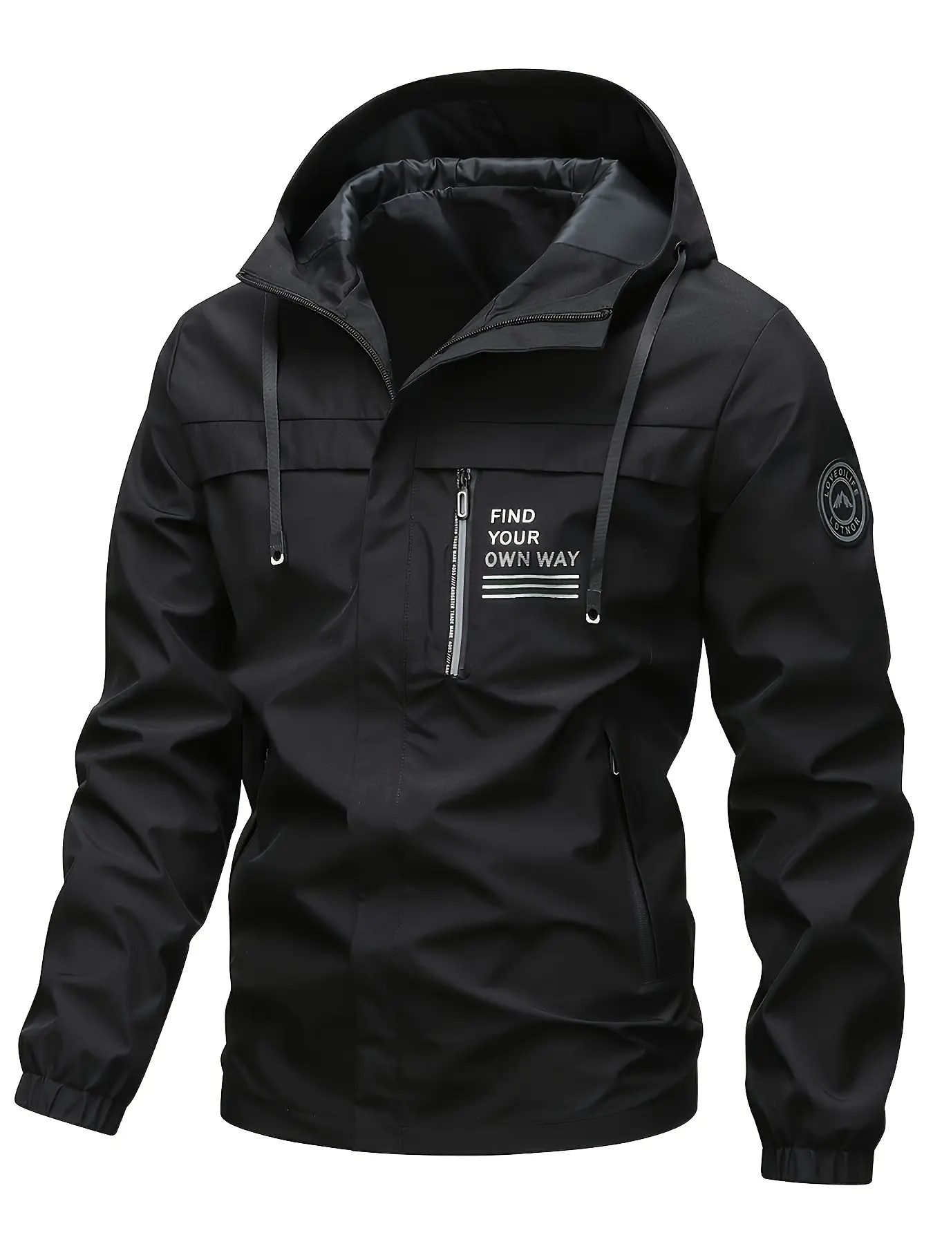 Men’s waterproof hooded softshell jacket — multi-pocket outdoor functional zip-up jacket, niche retro rugged style, versatile everyday top